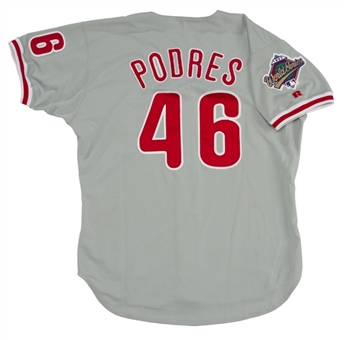 1993 Johnny Podres Game Used and Signed Philadelphia Phillies World Series Road Jersey